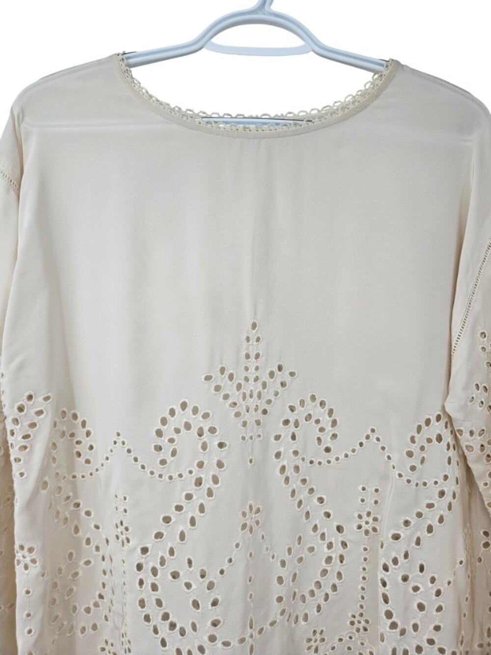 Ulla Johnson Althea Silk Eyelet Blouse Cream Women's Size 4 Preppy Boho Romantic - Picture 4 of 15